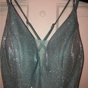 Beautiful blue sparkle prom dress with pockets. Worn one time. Size 2